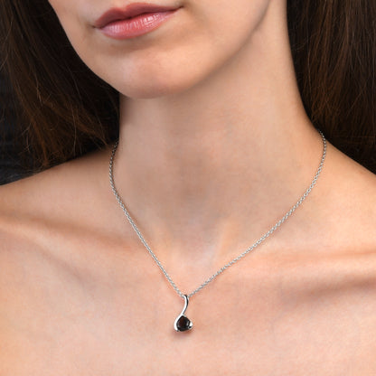 Sterling Silver Pear-Shaped Smoky Quartz Gemstone Pendant Necklace