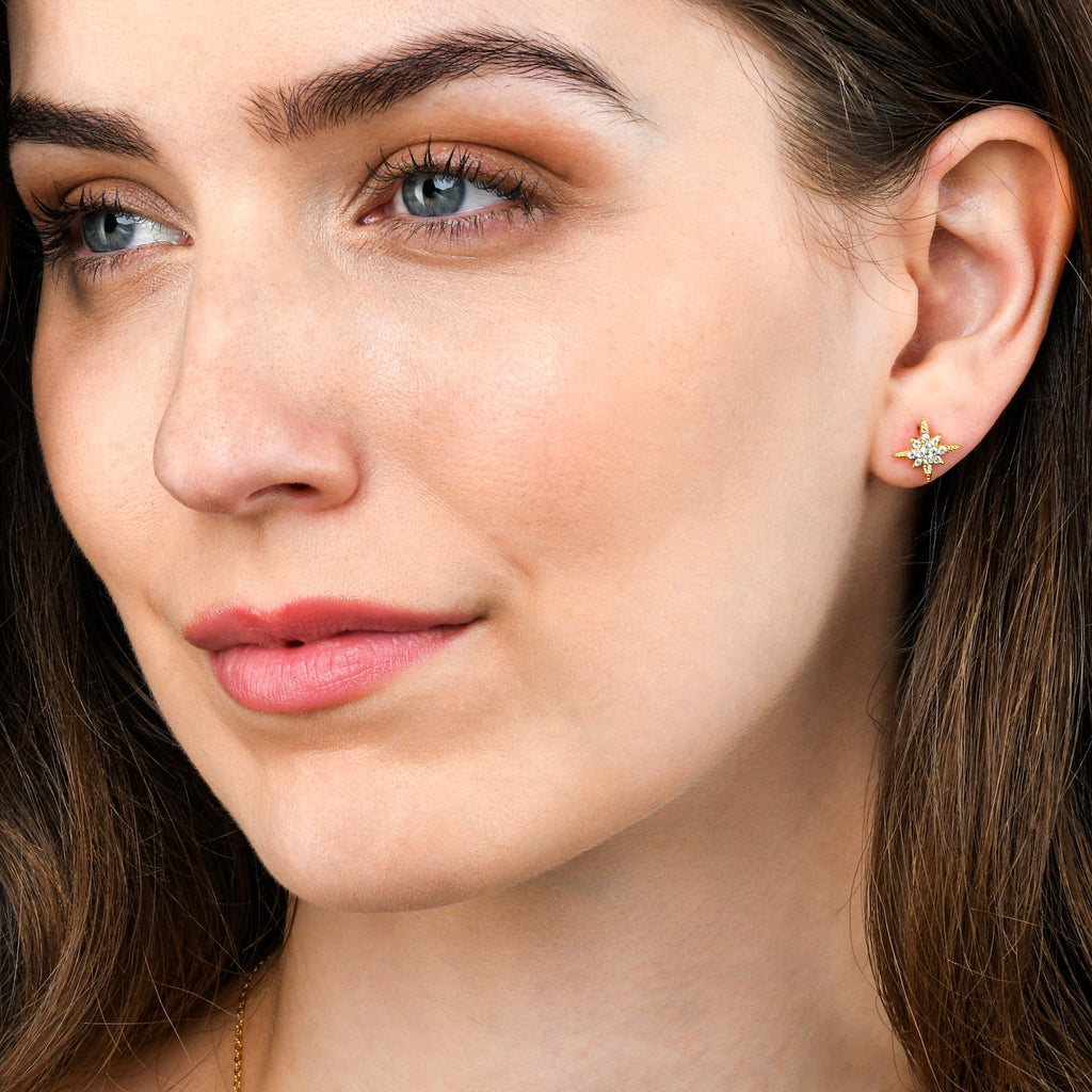 Gold Plated North Stud Earrings for Women