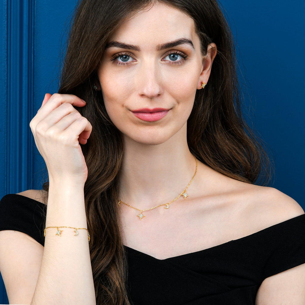 Gold Plated North Stud Earrings for Women