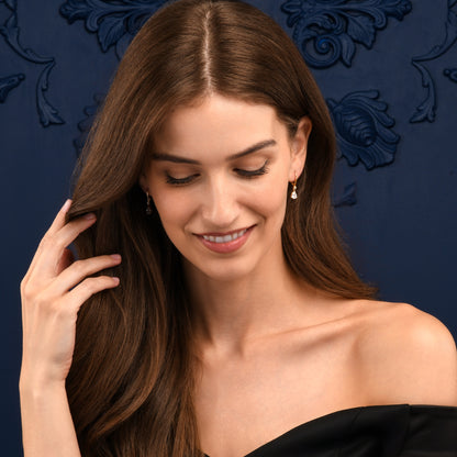 Gold Plated Sterling Silver Pear Drop Cubic Zirconia Leverback Dangle Earrings