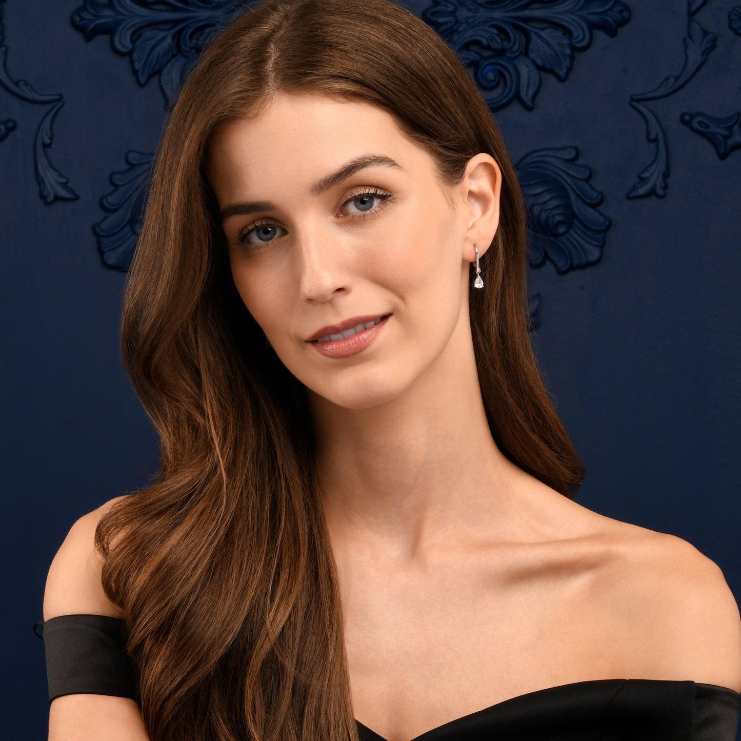 Sterling Silver Pear Drop Cubic Zirconia Leverback Dangle Earrings