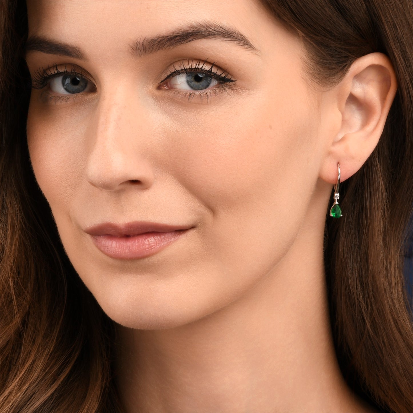 925 Sterling Silver Green Pear Drop Cubic Zirconia Leverback Dangle Earrings