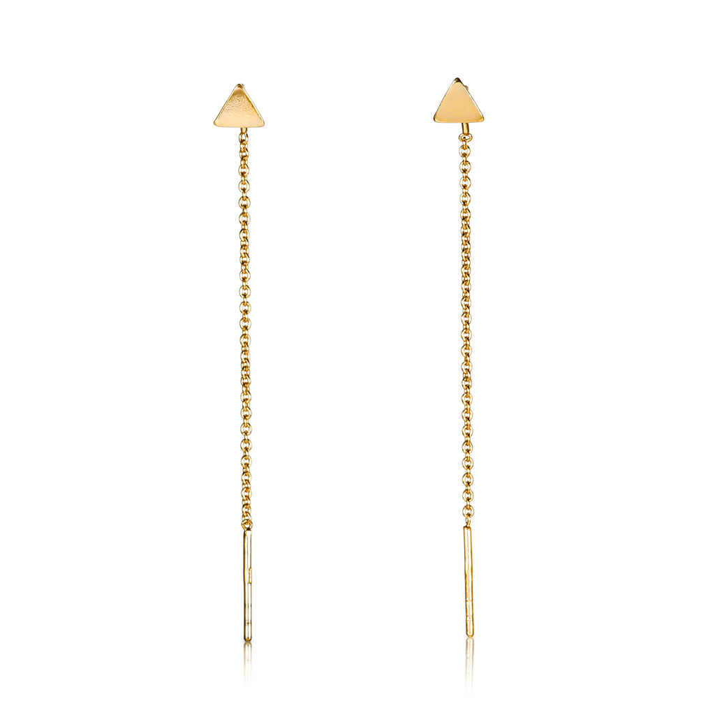 Gold Plated 925 Sterling Silver Dainty Long Chain Threader Earrings for Women