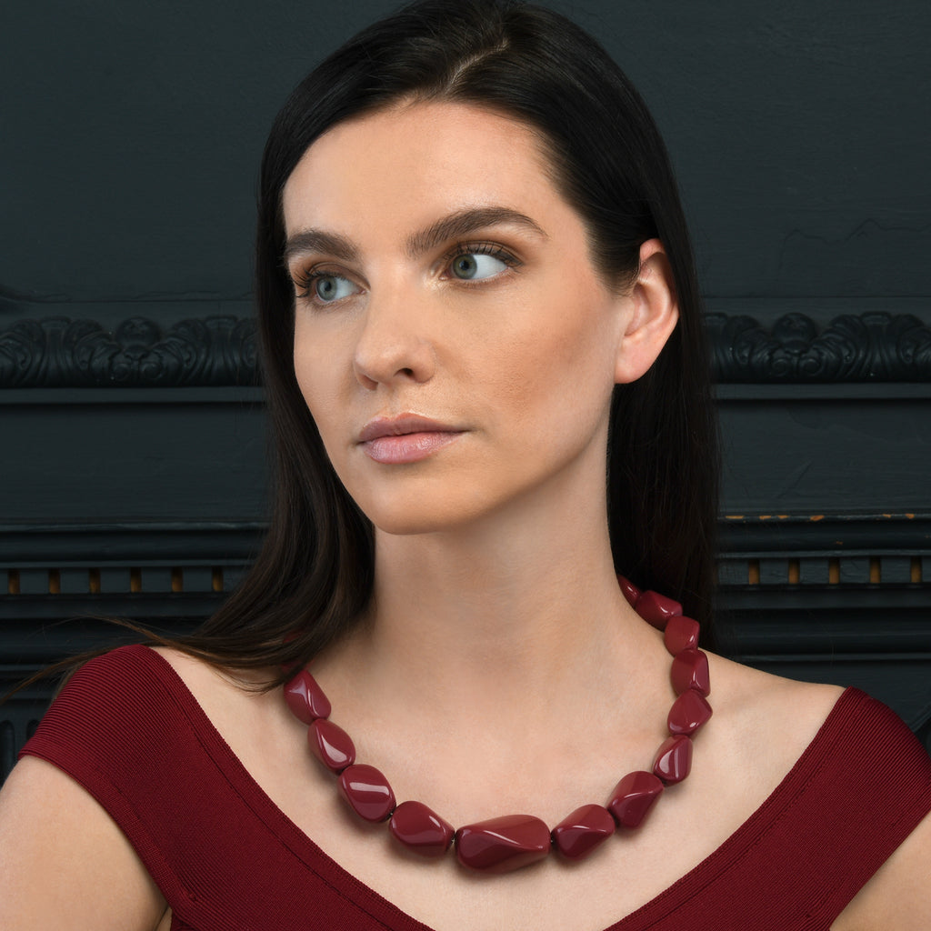 Twisted Burgundy Chunky Statement Necklace for Women