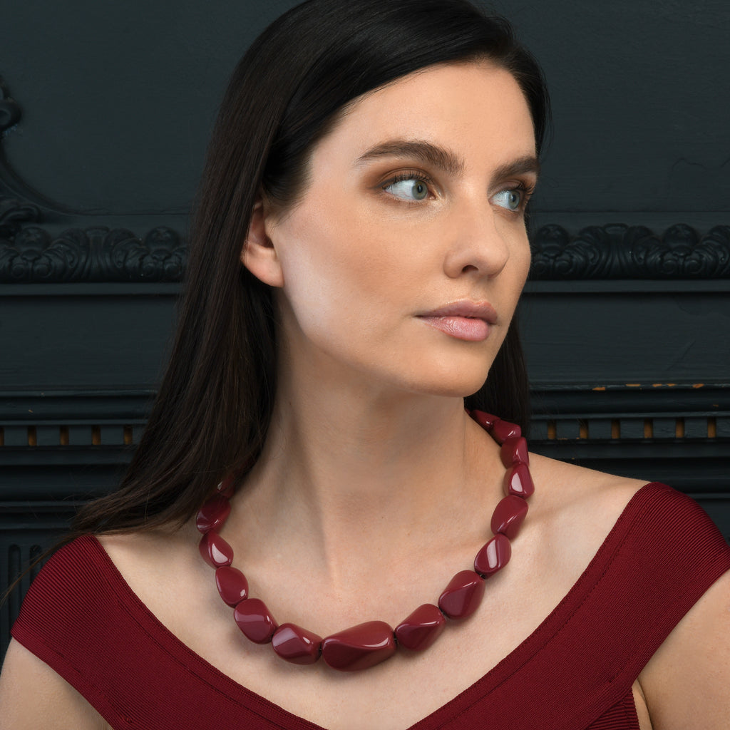 Wine colored statement on sale necklace