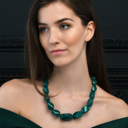 Twisted Green Chunky Statement Necklace for Women