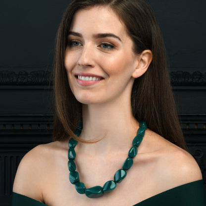 Twisted Green Chunky Statement Necklace for Women
