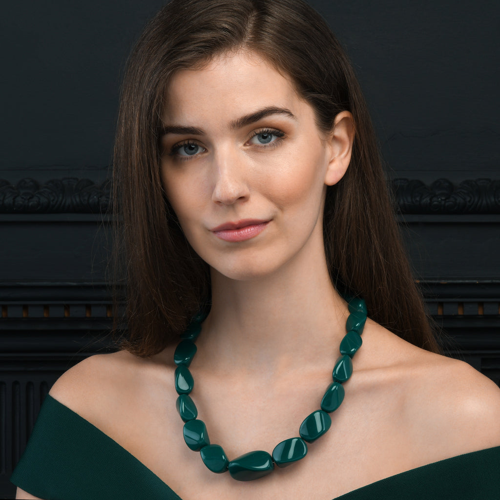 Twisted Green Chunky Statement Necklace for Women