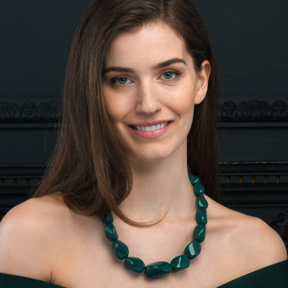 Twisted Green Chunky Statement Necklace for Women