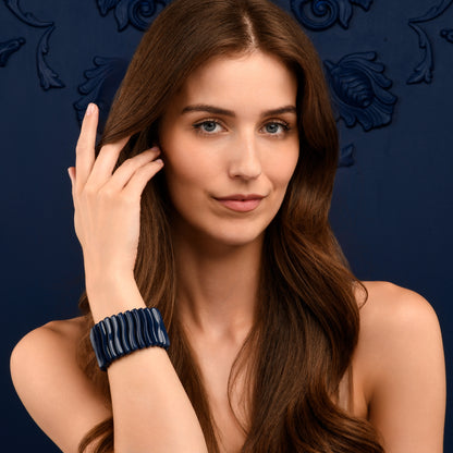 40mm Wide Blue Chunky Bangle Bracelet for Women