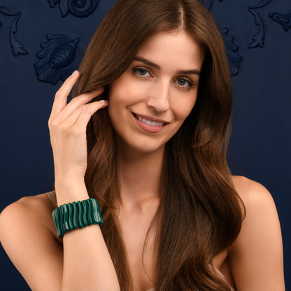 40mm Wide Green Chunky Bangle Bracelet for Women