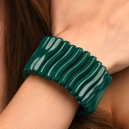 40mm Wide Green Chunky Bangle Bracelet for Women