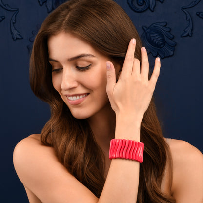 40mm Wide Pink Chunky Bangle Bracelet for Women