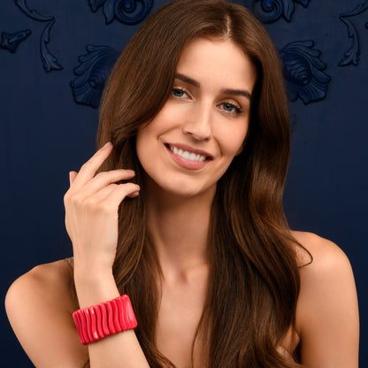 40mm Wide Pink Chunky Bangle Bracelet for Women