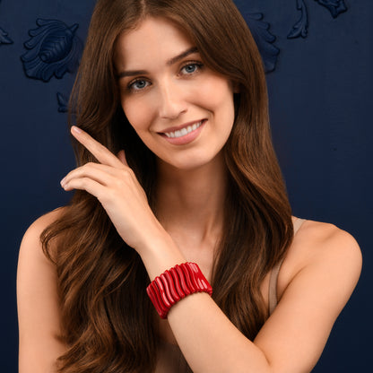 40mm Wide Red Chunky Bangle Bracelet for Women