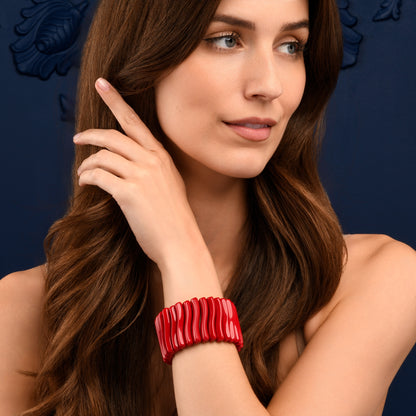 40mm Wide Red Chunky Bangle Bracelet for Women