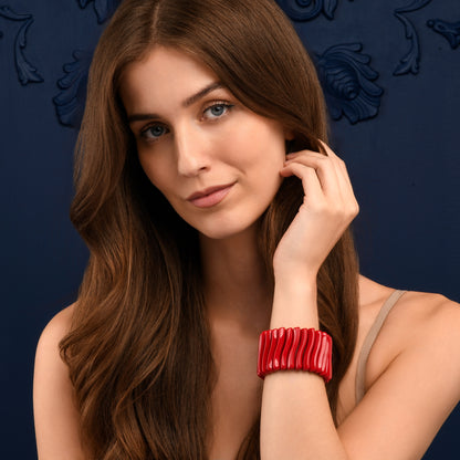 40mm Wide Red Chunky Bangle Bracelet for Women