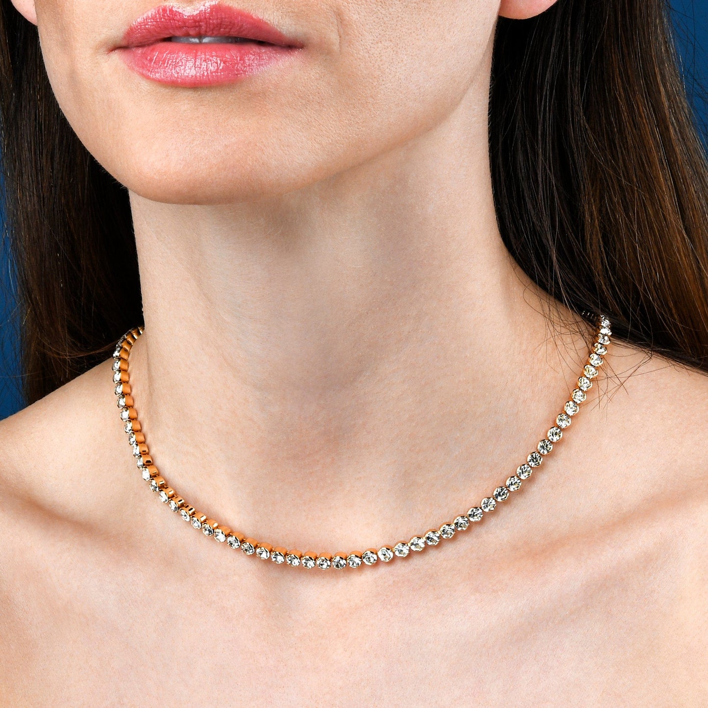 Gold Tennis Necklace for Women and Teenage Girls with Cubic Zirconia Stones