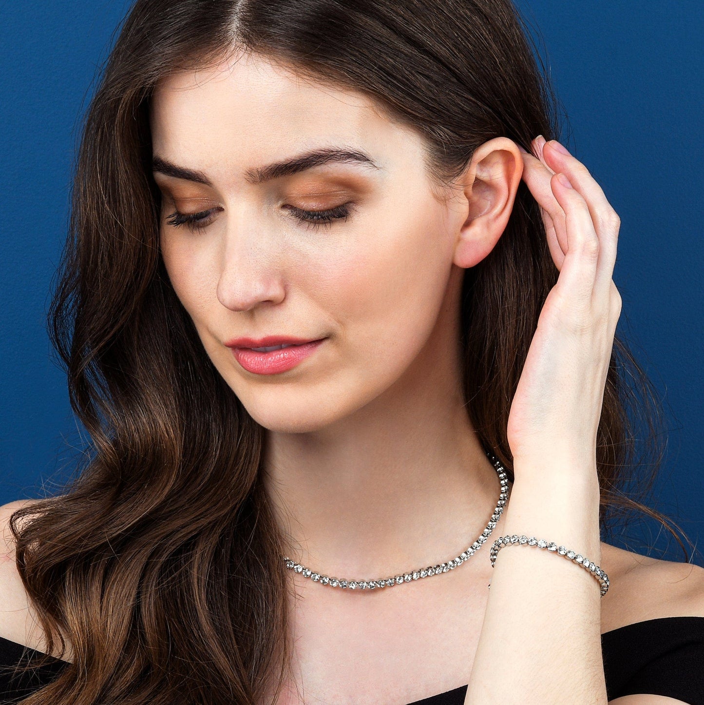 Silver Tennis Necklace for Women and Teenage Girls with Cubic Zirconia Stones