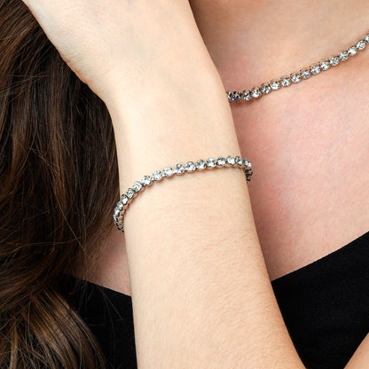 Silver Tennis Bracelet for Women and Teenage Girls with Cubic Zirconia Stones
