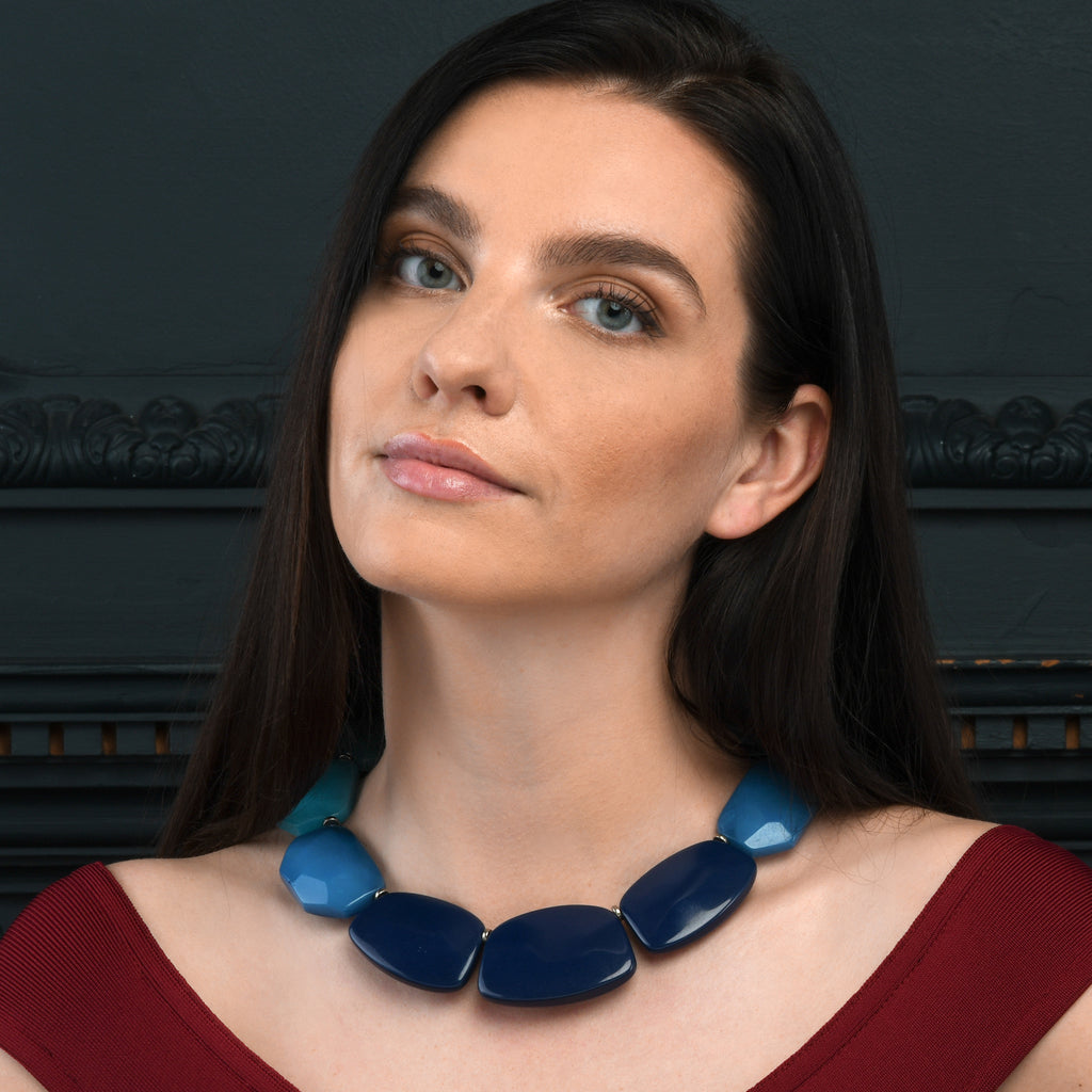 Chunky Blue Statement Necklace for Women