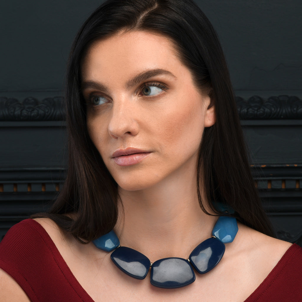 Chunky Blue Statement Necklace for Women