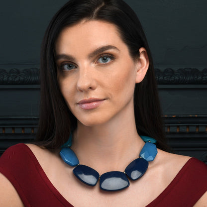 Chunky Blue Statement Necklace for Women