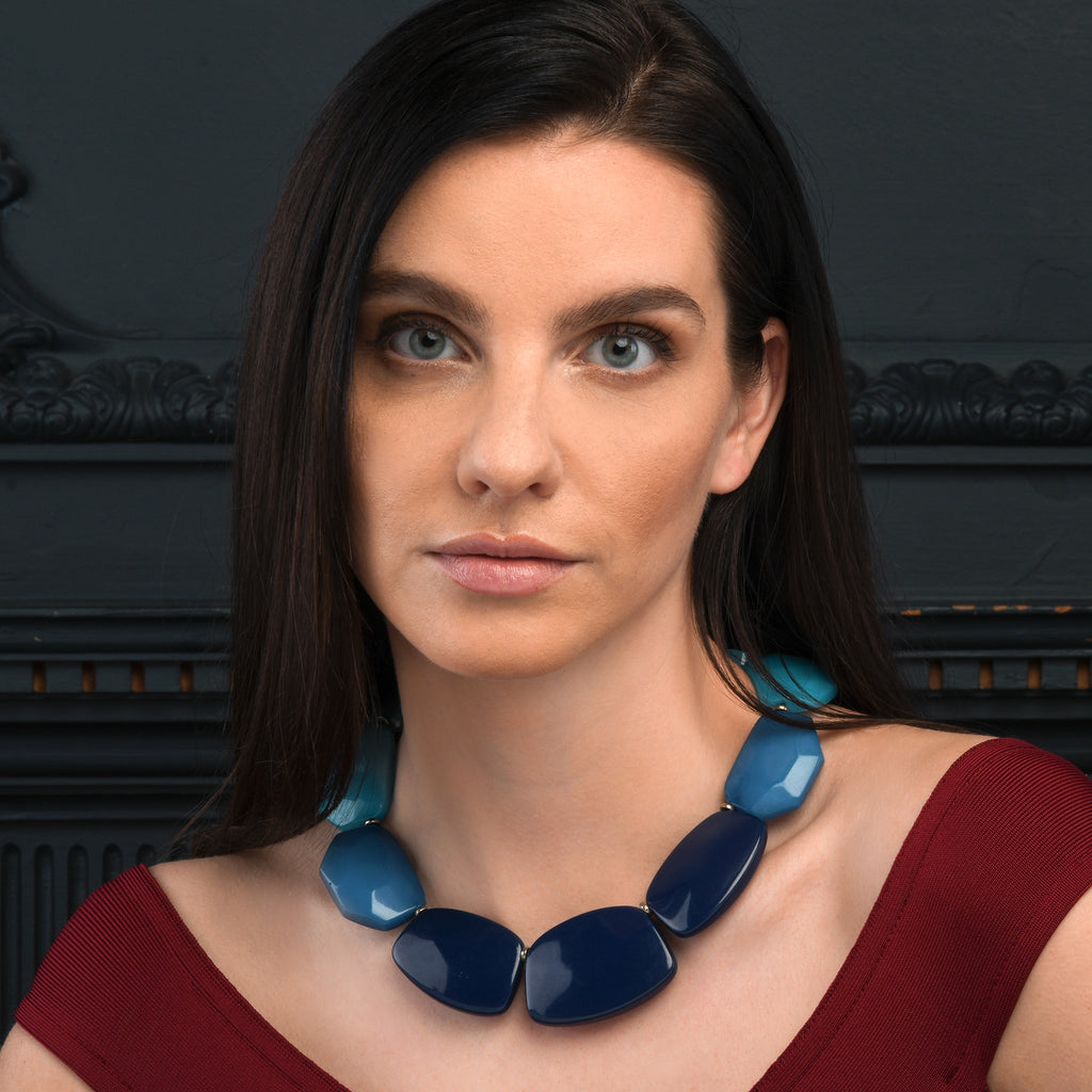 Chunky Blue Statement Necklace for Women