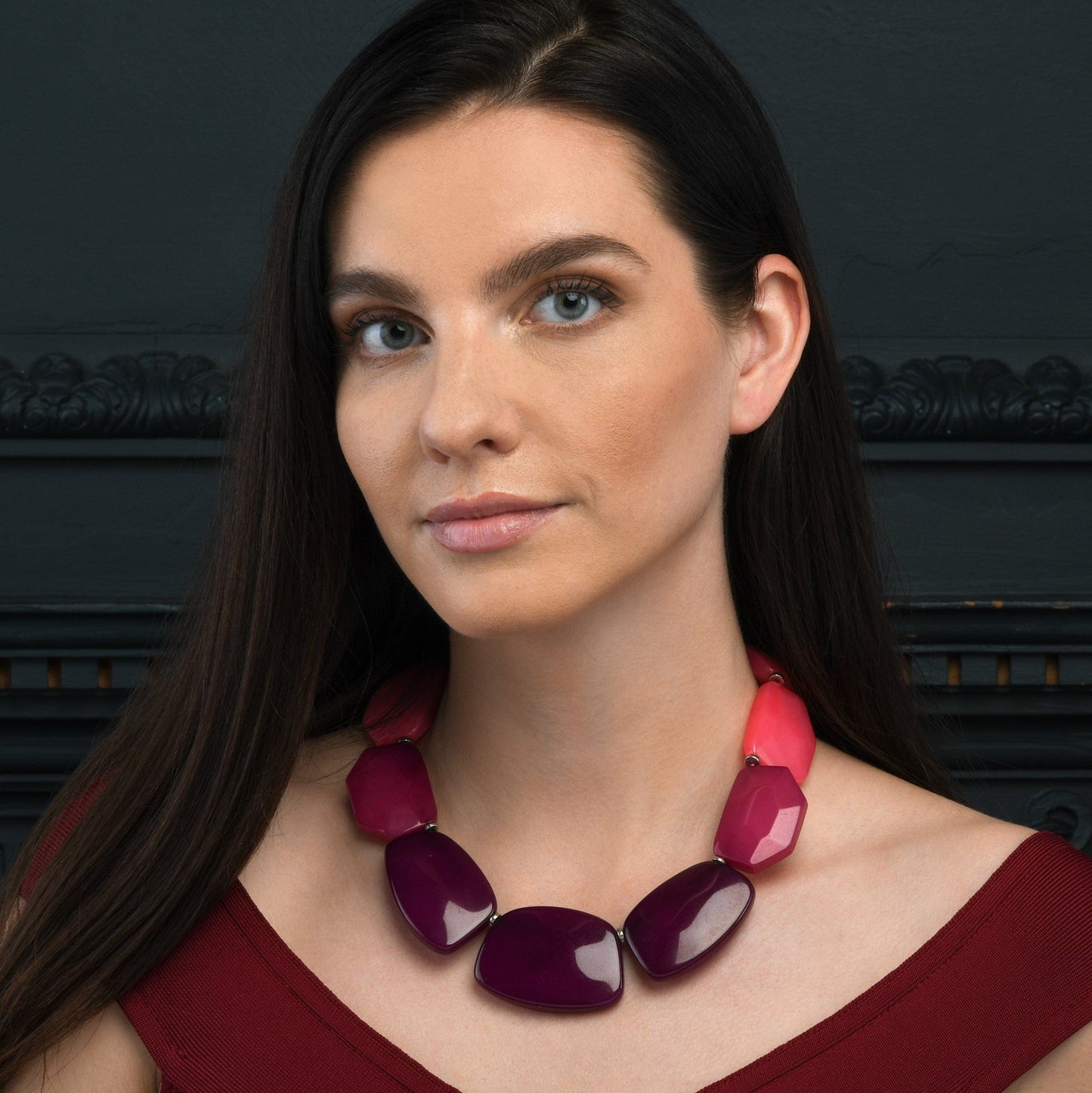 Chunky Purple and Pink Statement Necklace for Women