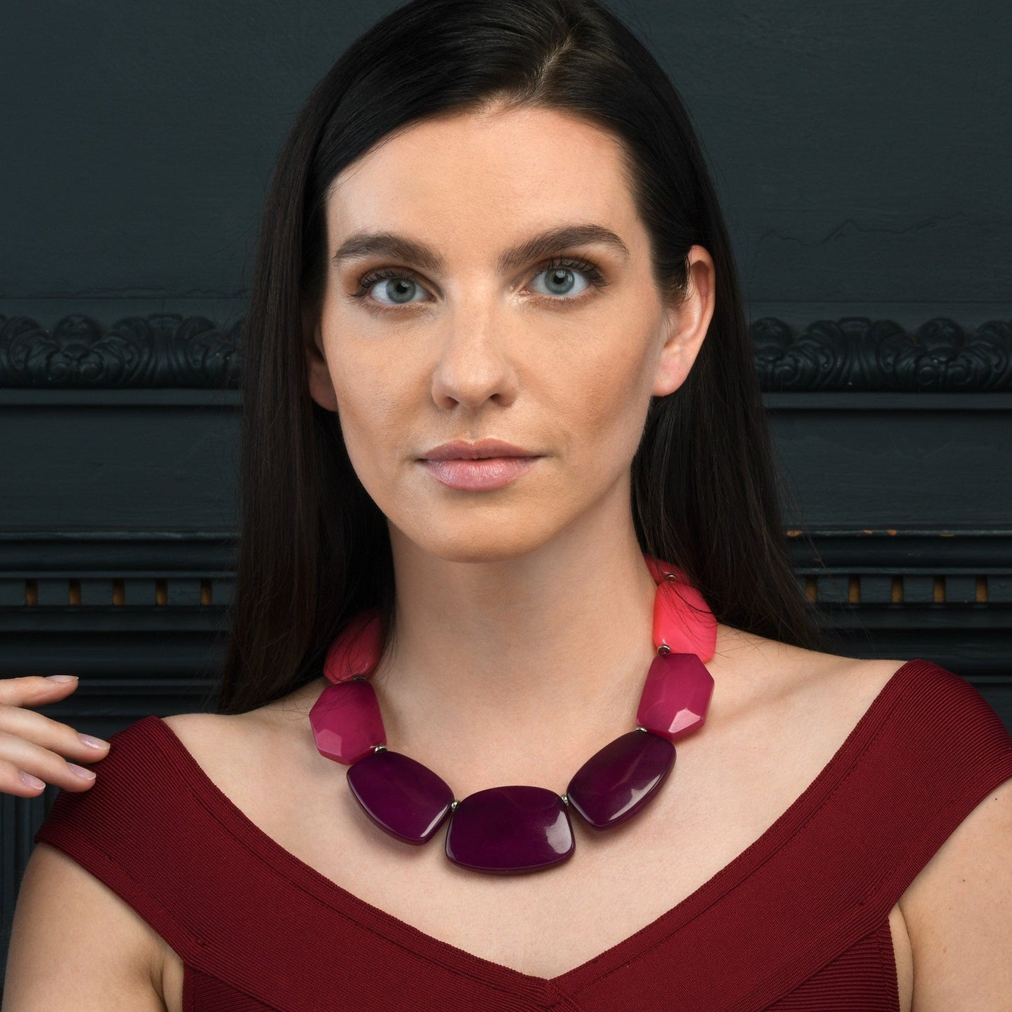 Chunky Purple and Pink Statement Necklace for Women