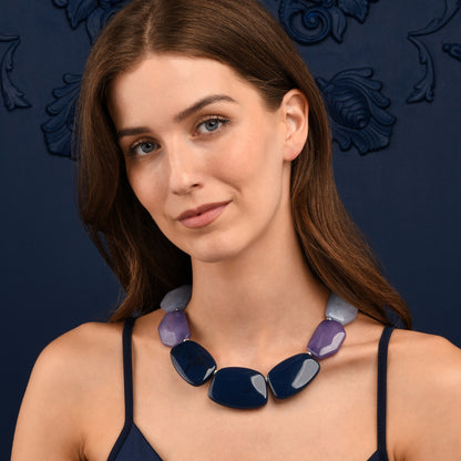 Chunky Blue, Purple and Light Blue Statement Necklace for Women