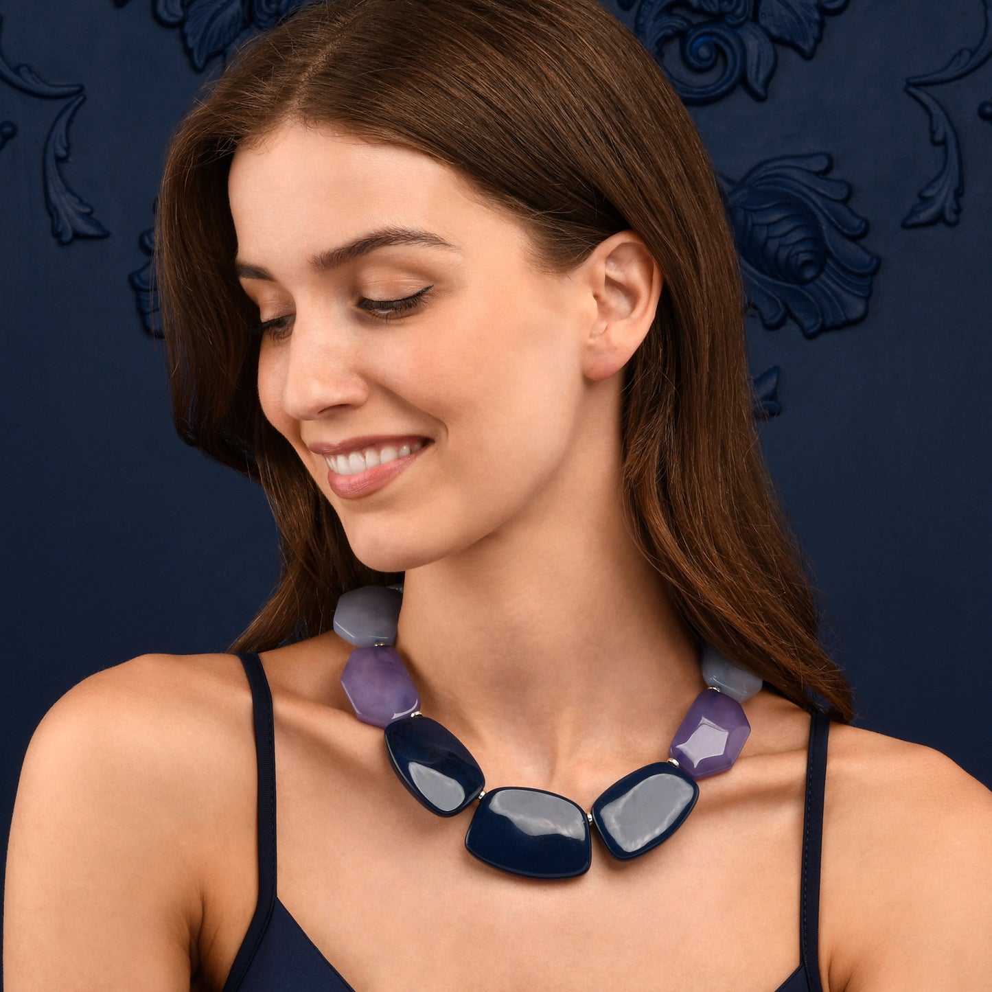 Chunky Blue, Purple and Light Blue Statement Necklace for Women