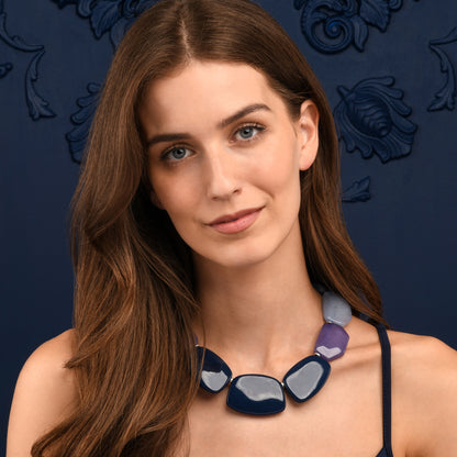 Chunky Blue, Purple and Light Blue Statement Necklace for Women