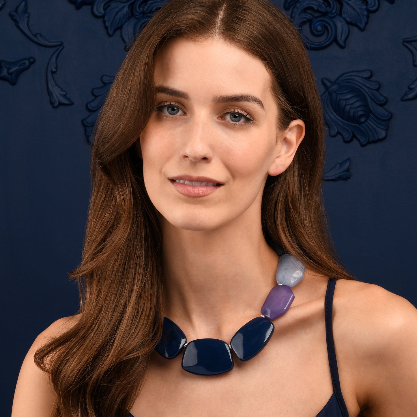 Chunky Blue, Purple and Light Blue Statement Necklace for Women