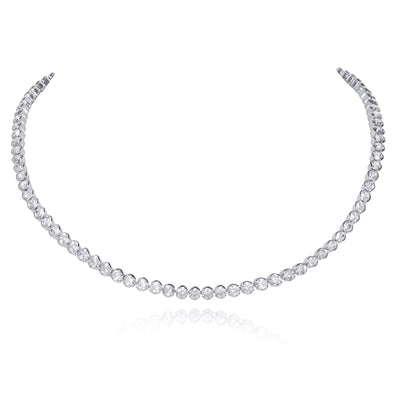 Silver Tennis Necklace for Women and Teenage Girls with Cubic Zirconia Stones