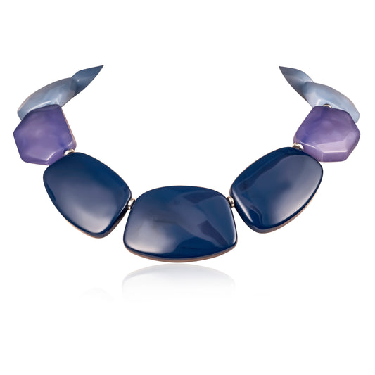 Chunky Blue, Purple and Light Blue Statement Necklace for Women