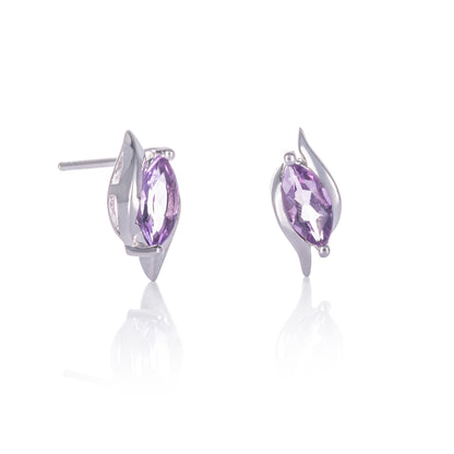 925 Sterling Silver Amethyst Marquise Stud Earrings