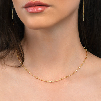 Gold Plated Sterling Silver Beaded Chain Necklace