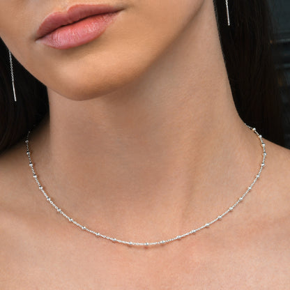 925 Sterling Silver Beaded Chain Necklace