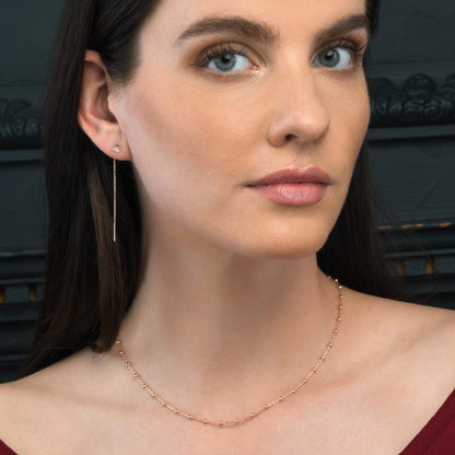 Rose Gold Plated Sterling Silver Beaded Chain Necklace