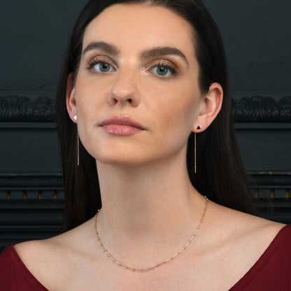 Rose Gold Plated Sterling Silver Beaded Chain Necklace