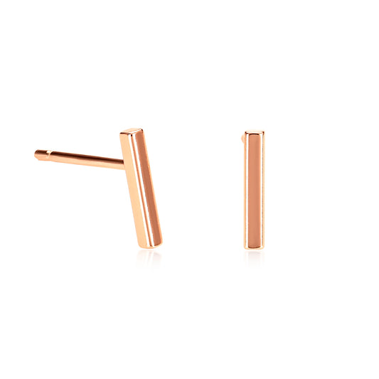 Dainty Rose Gold Bar Stud Earrings for Women