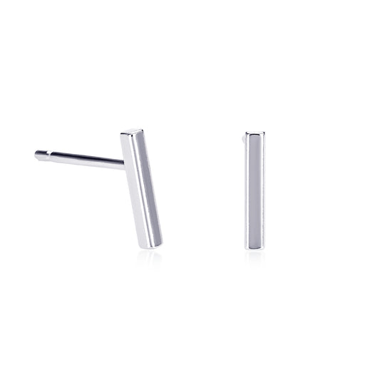 925 Sterling Silver Tiny Bar Stud Earrings for Women
