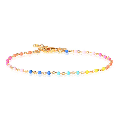 Dainty Gold Plated 925 Sterling Silver Coloured Beaded Bracelet For Women