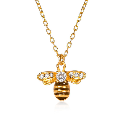 Gold Plated Bumble Bee Necklace for Women