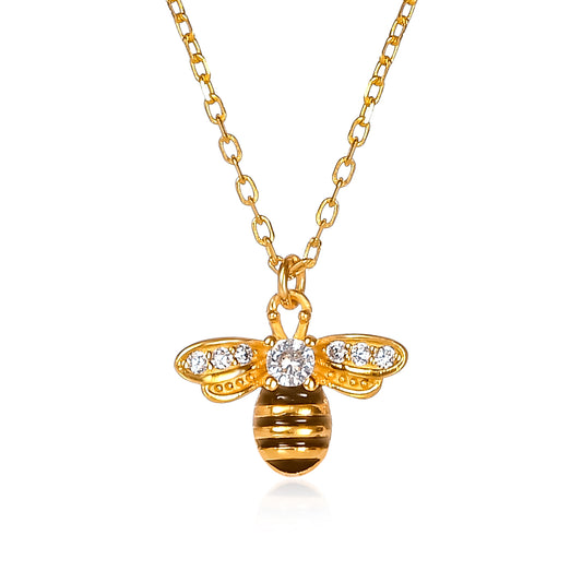 Gold Plated Bumble Bee Necklace for Women
