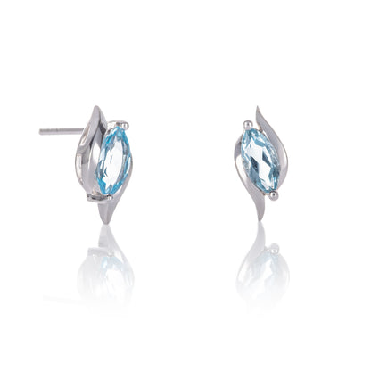 925 Sterling Silver Blue Topaz Marquise Stud Earrings