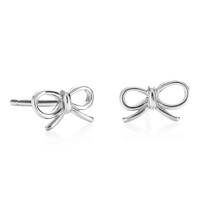 925 Sterling Silver Small Bow Stud Earrings for Women