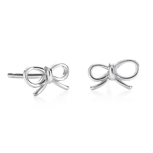 925 Sterling Silver Small Bow Stud Earrings for Women