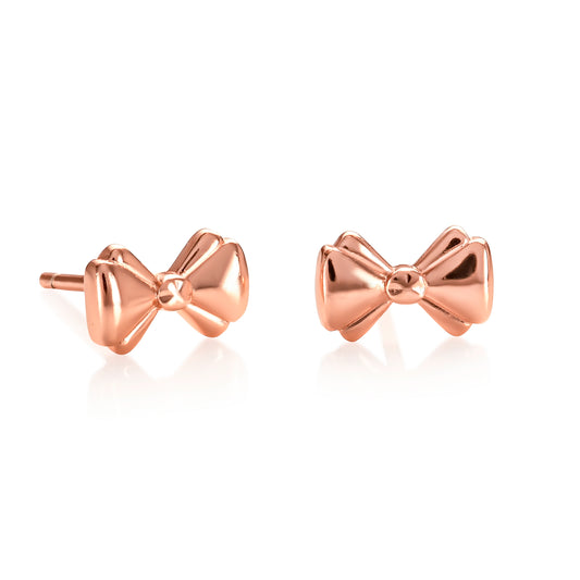 Rose Gold Small Bow Stud Earrings for Women